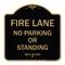 Signmission Michigan Fire Lane No Parking or Standing, Black & Gold Aluminum Sign, 18" x 18", BG-1818-23876 A-DES-BG-1818-23876 - alternate 1